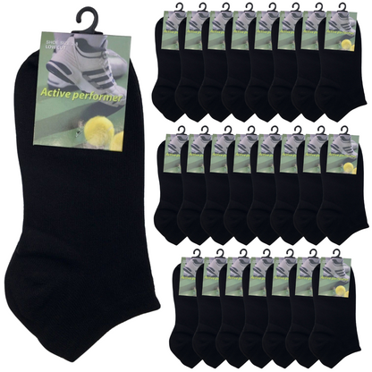 24x COTTON ANKLE SOCKS Sport Low Cut Mens Womens Running  BULK Anklet - Black - 6-11 - Image 2