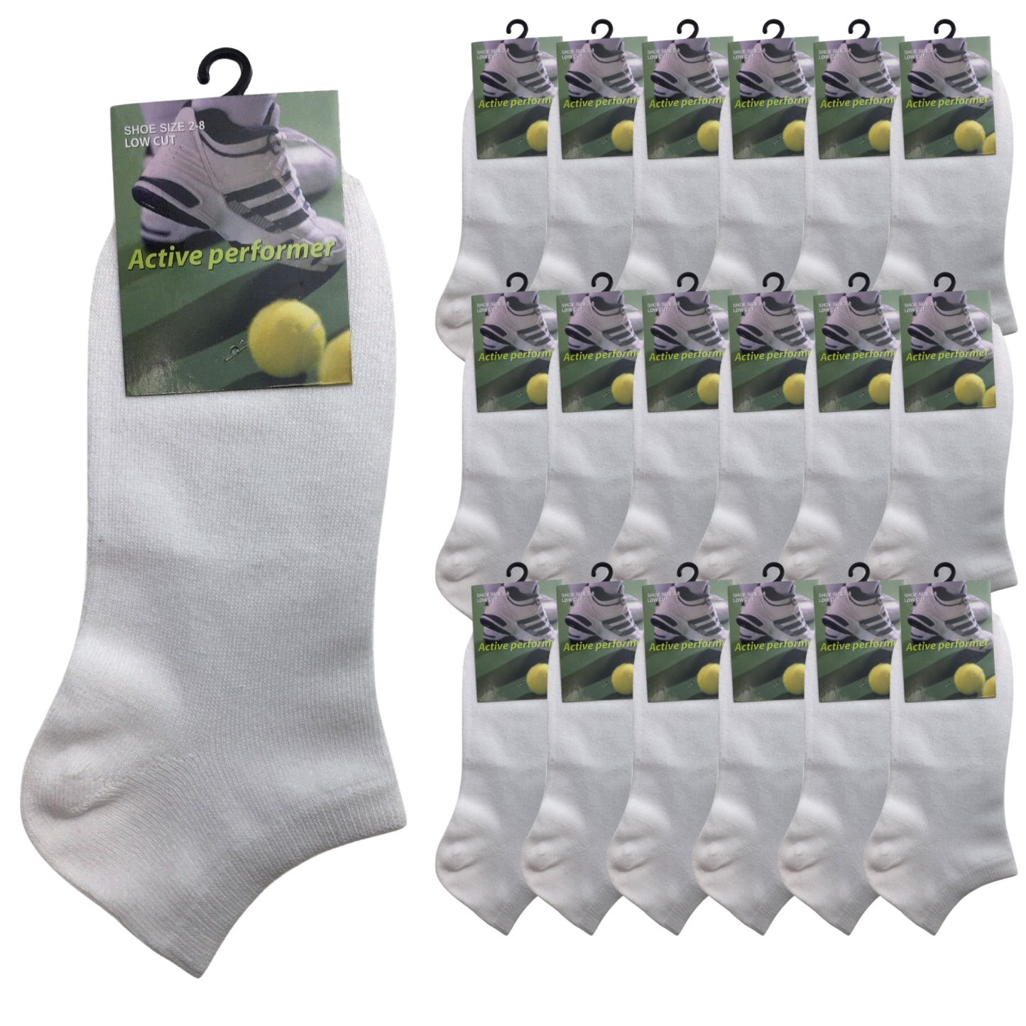 24x COTTON ANKLE SOCKS Sport Low Cut Mens Womens Running  BULK Anklet - White - 6-11 - Image 2