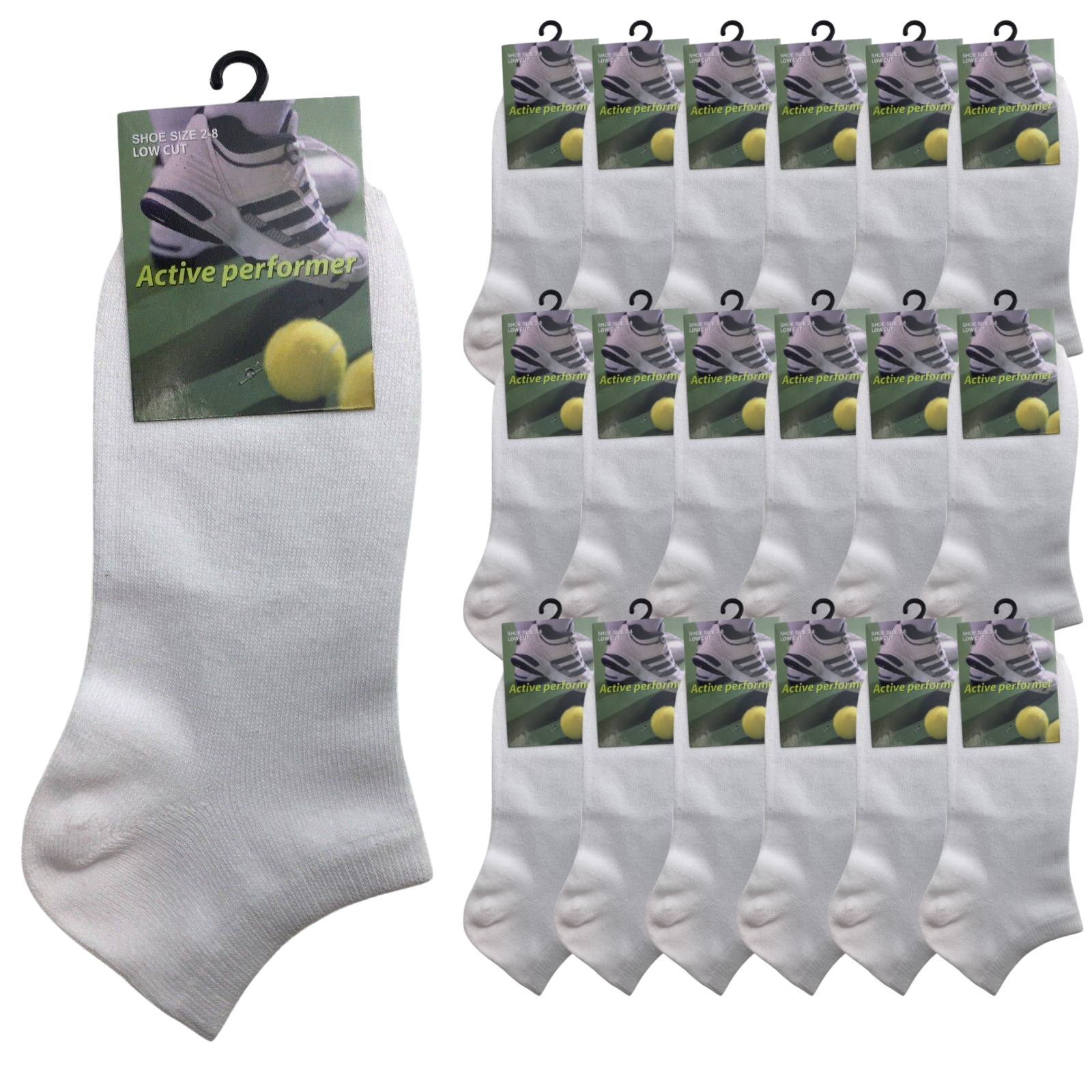 24x COTTON ANKLE SOCKS Sport Low Cut Mens Womens Running  BULK Anklet - White - 6-11 - Image 2