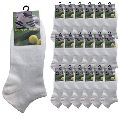 24x COTTON ANKLE SOCKS Sport Low Cut Mens Womens Running  BULK Anklet - White - 6-11 - Image 2