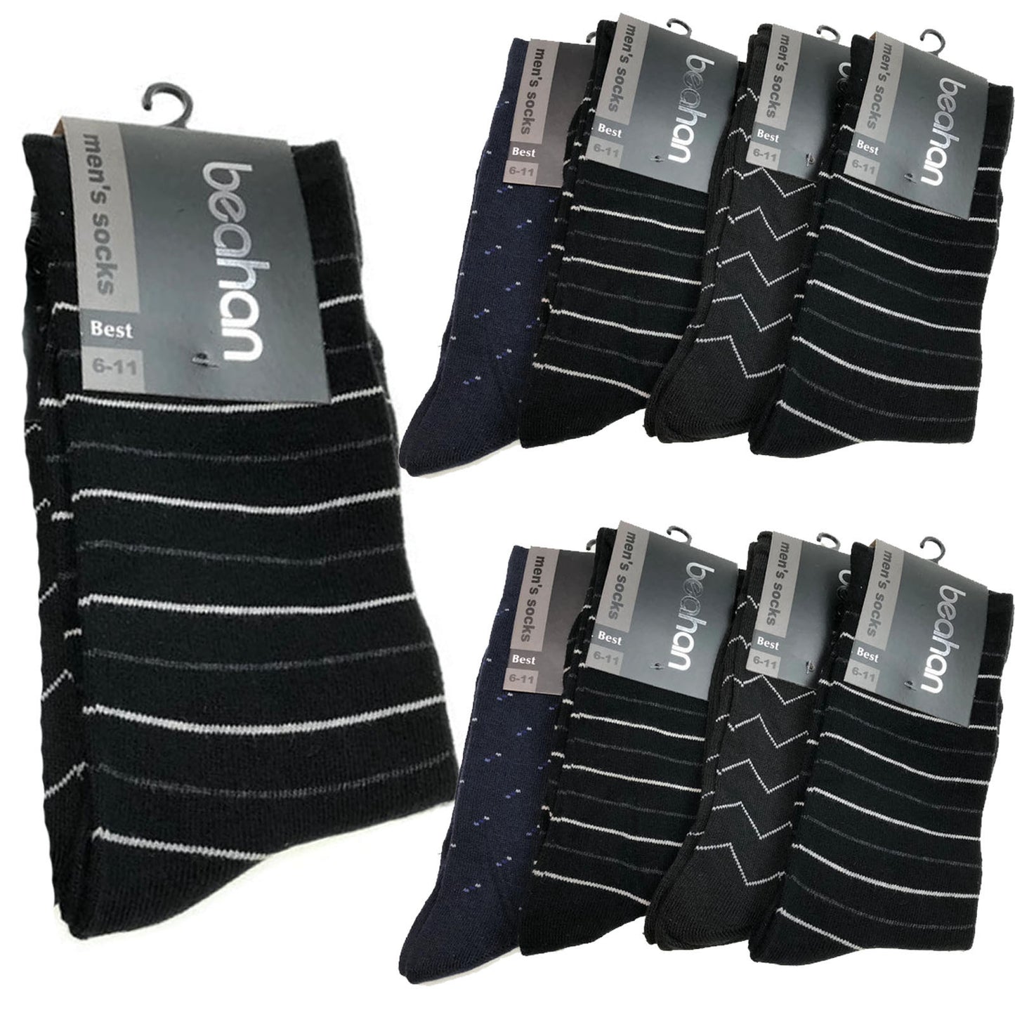 9 Pairs COTTON BUSINESS SOCKS Mens Dress Crew Plain Work Casual  BULK - Assorted Pack - 6-11 - Image 3