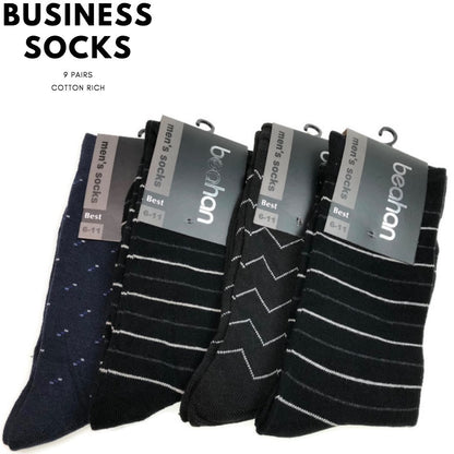 9 Pairs COTTON BUSINESS SOCKS Mens Dress Crew Plain Work Casual  BULK - Assorted Pack - 6-11 - Image 4