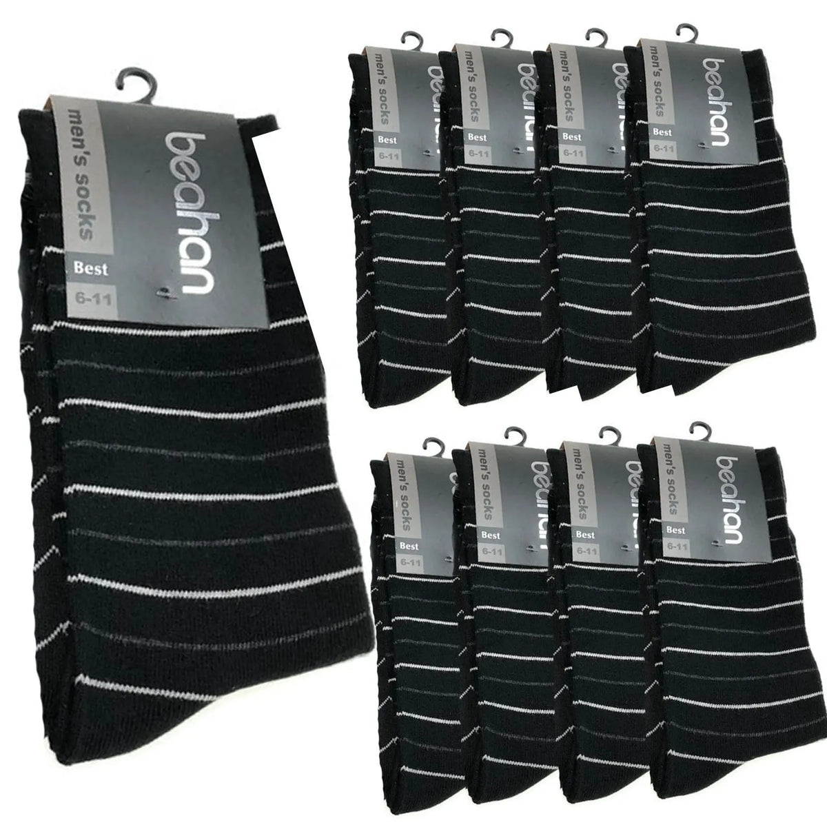 9 Pairs COTTON BUSINESS SOCKS Mens Dress Crew Plain Work Casual  BULK - Black - Image 2