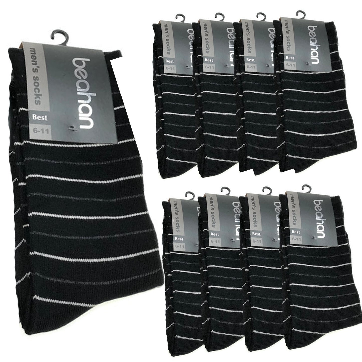 9 Pairs COTTON BUSINESS SOCKS Mens Dress Crew Plain Work Casual  BULK - Black - 6-11 - Image 3