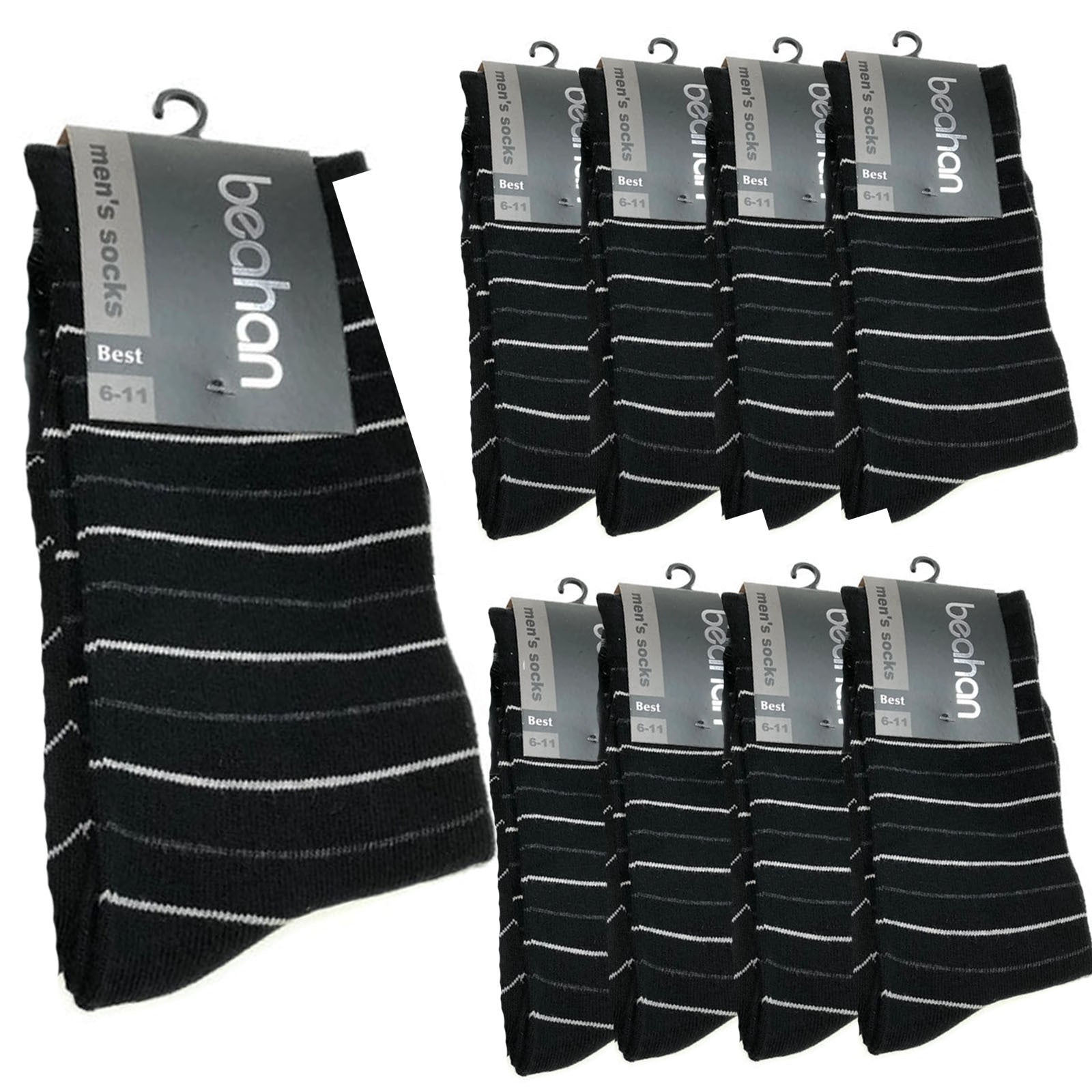 9 Pairs COTTON BUSINESS SOCKS Mens Dress Crew Plain Work Casual  BULK - Black - 6-11 - Image 3