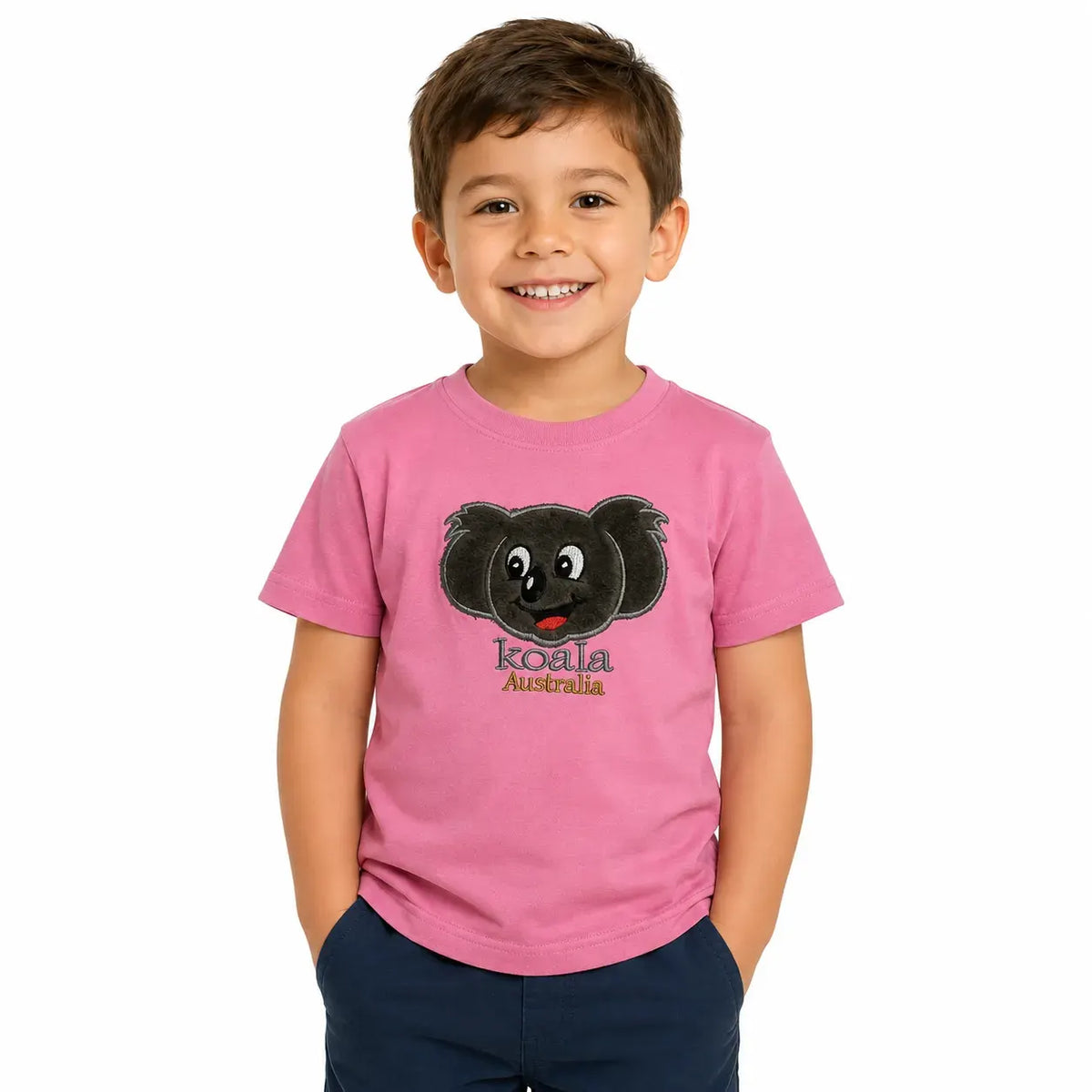 Kids KOALA AUSTRALIA T Shirt Tee Souvenir Gift Childrens Child 100% Cotton Top - Light Pink - Image 2