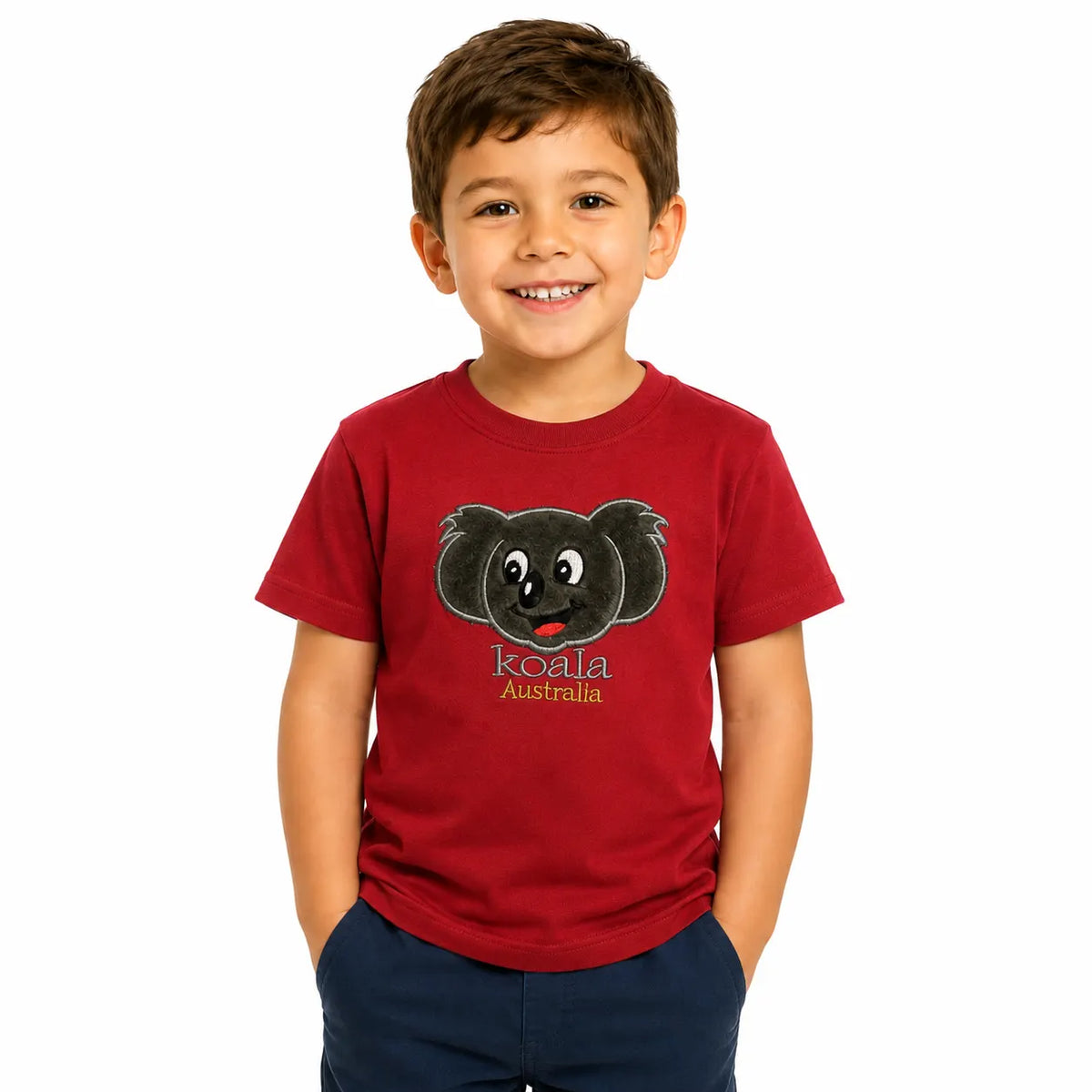 Kids KOALA AUSTRALIA T Shirt Tee Souvenir Gift Childrens Child 100% Cotton Top - Red - Image 2