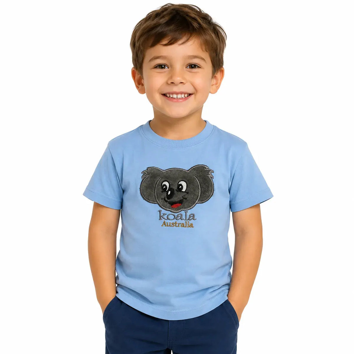 Kids KOALA AUSTRALIA T Shirt Tee Souvenir Gift Childrens Child 100% Cotton Top - Sky Blue - Image 2