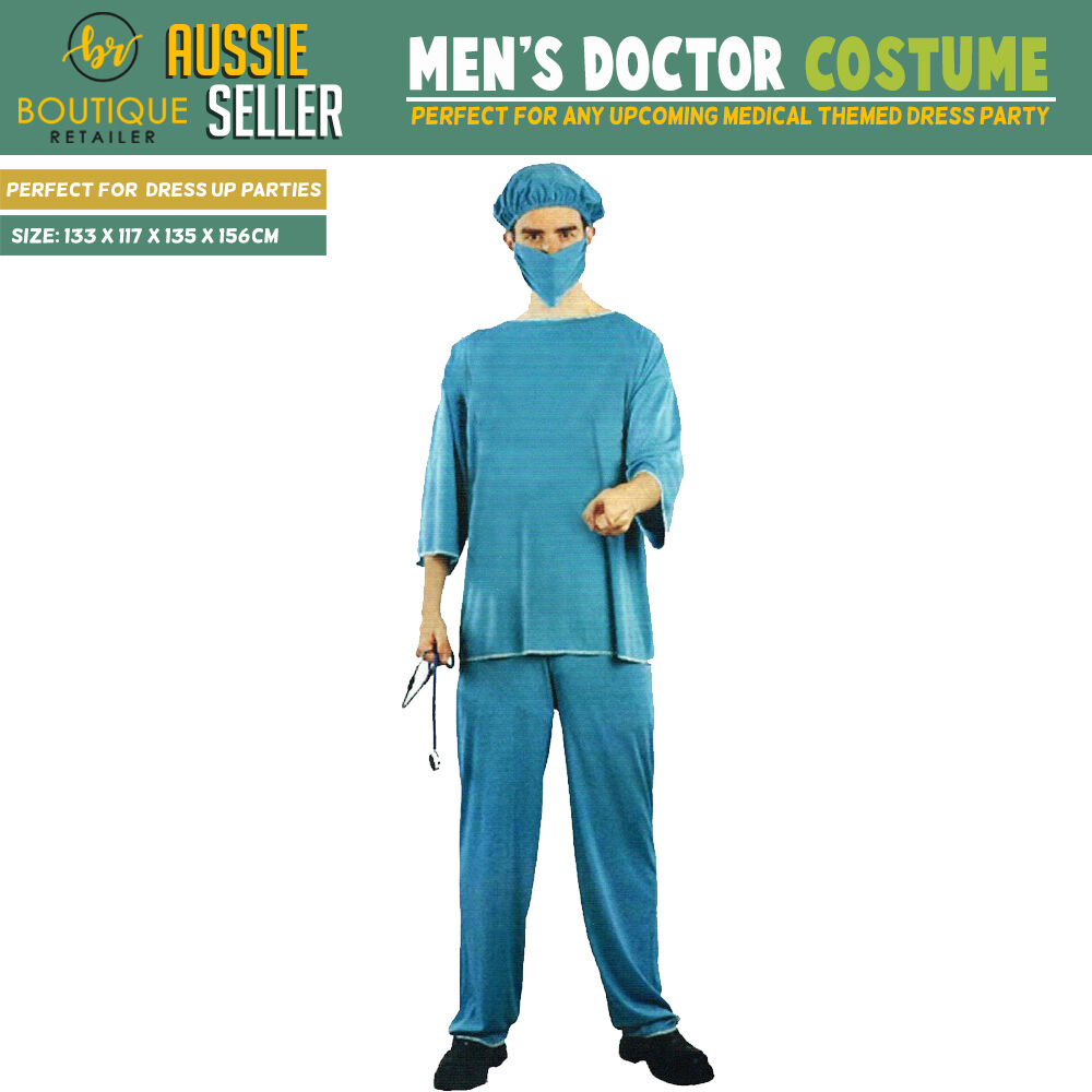Mens Adult Doctor Costume Dr Surgeon Scrubs Halloween Fancy Party Hospital - Image 4
