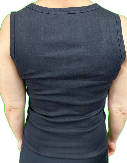 Ladies Sleeveless Singlet Top Womens Summer Basic Tank Shirt Lace Motif Front - Black - Image 4