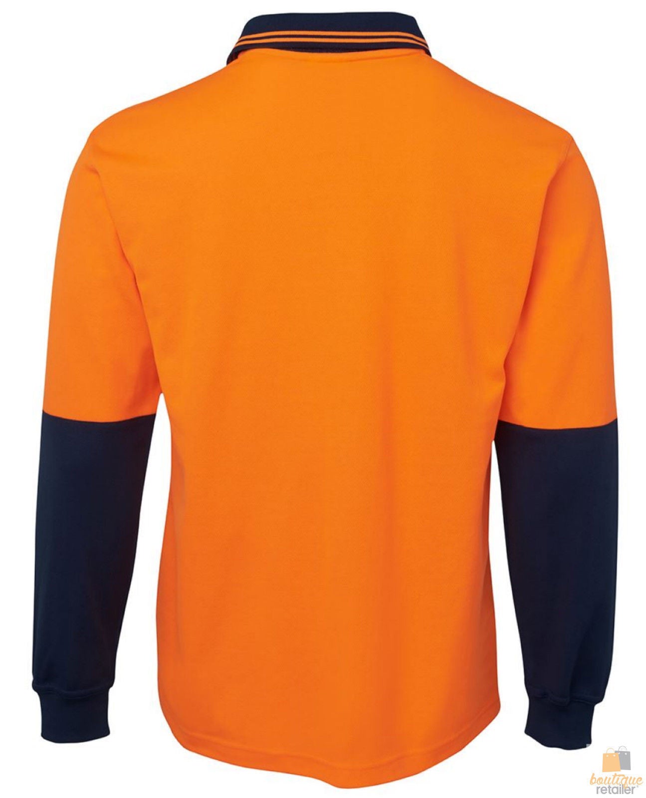 HI VIS LONG SLEEVE POLO SHIRT Top Safety Workwear Fluro Breathable Dry WB - Orange - XXL - Image 3