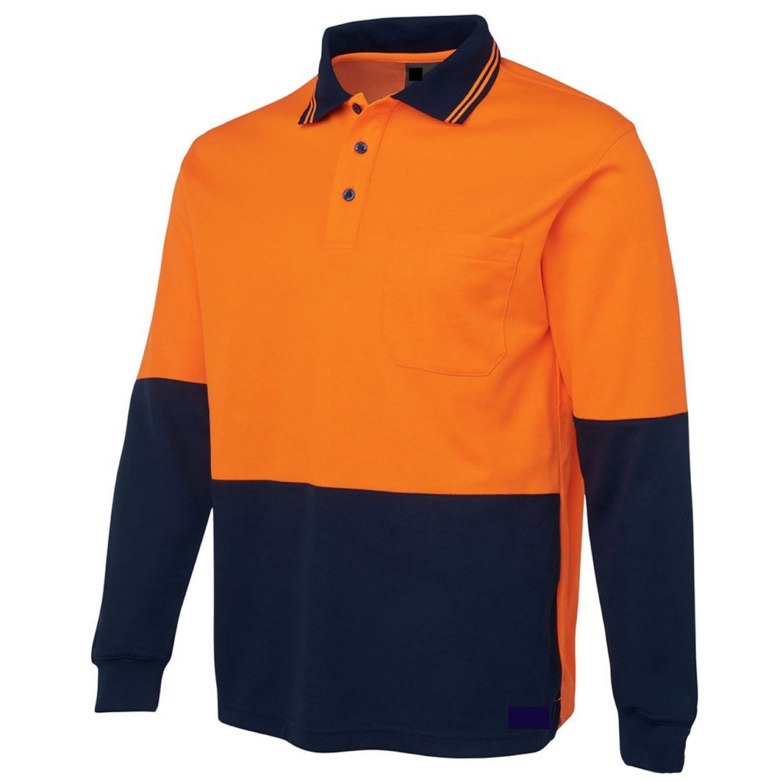 HI VIS LONG SLEEVE POLO SHIRT Top Safety Workwear Fluro Breathable Dry WB - Orange - XXL - Image 5