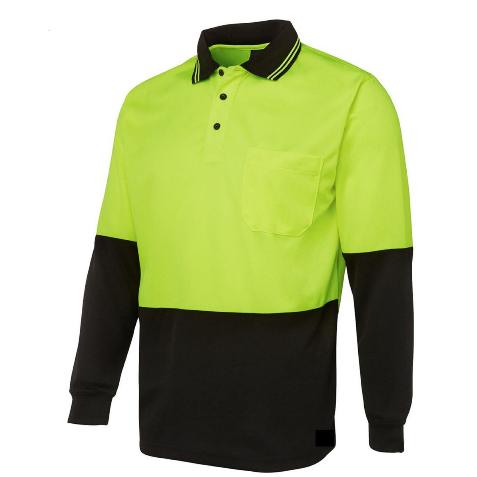 HI VIS LONG SLEEVE POLO SHIRT Top Safety Workwear Fluro Breathable Dry WB - Orange - XXL - Image 7