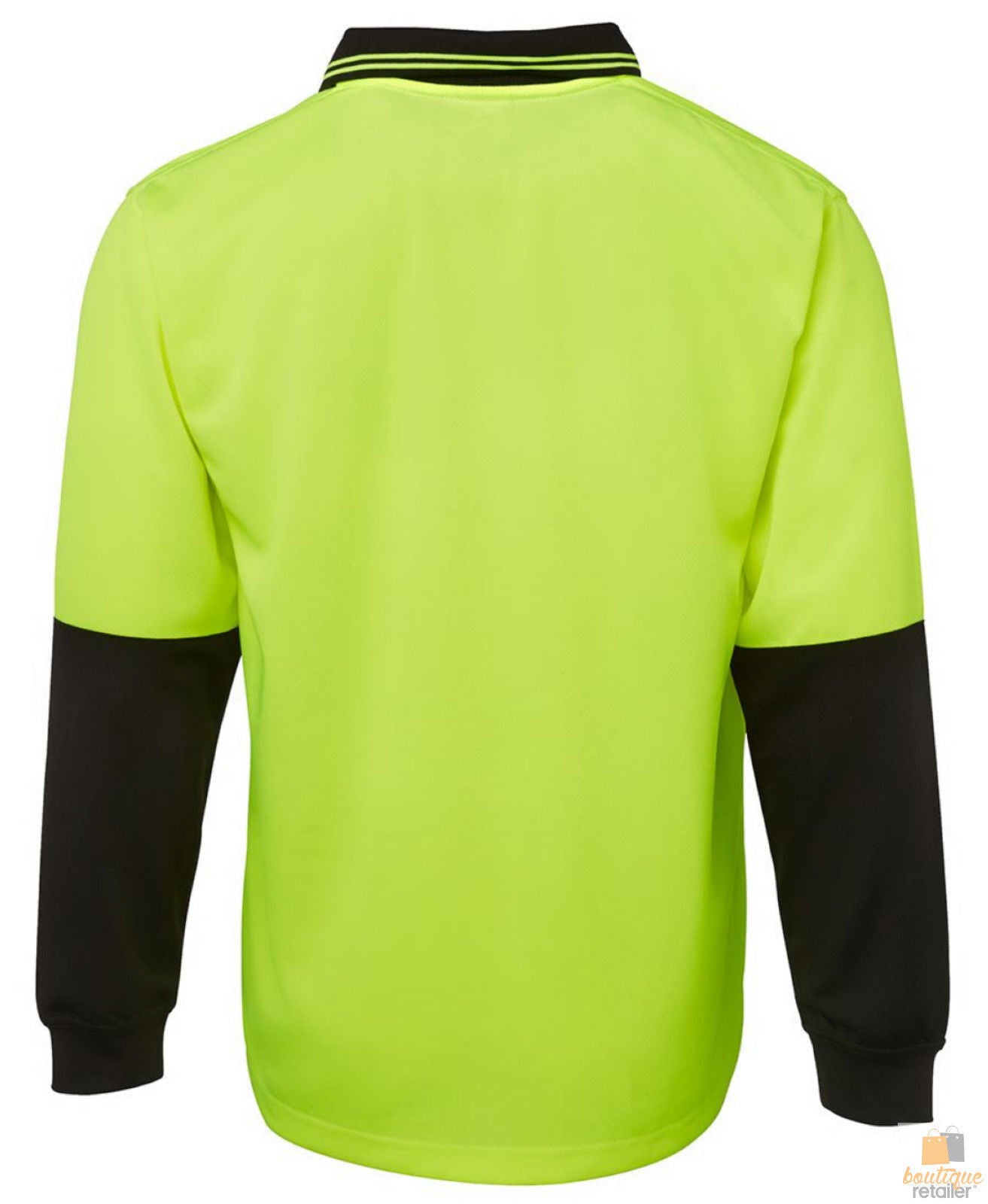 HI VIS LONG SLEEVE POLO SHIRT Top Safety Workwear Fluro Breathable Dry WB - Yellow - XL - Image 3