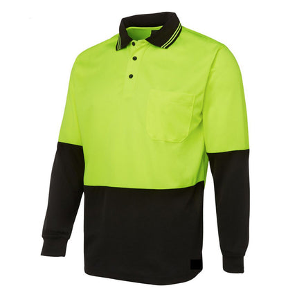 HI VIS LONG SLEEVE POLO SHIRT Top Safety Workwear Fluro Breathable Dry WB - Yellow - XXL - Image 7