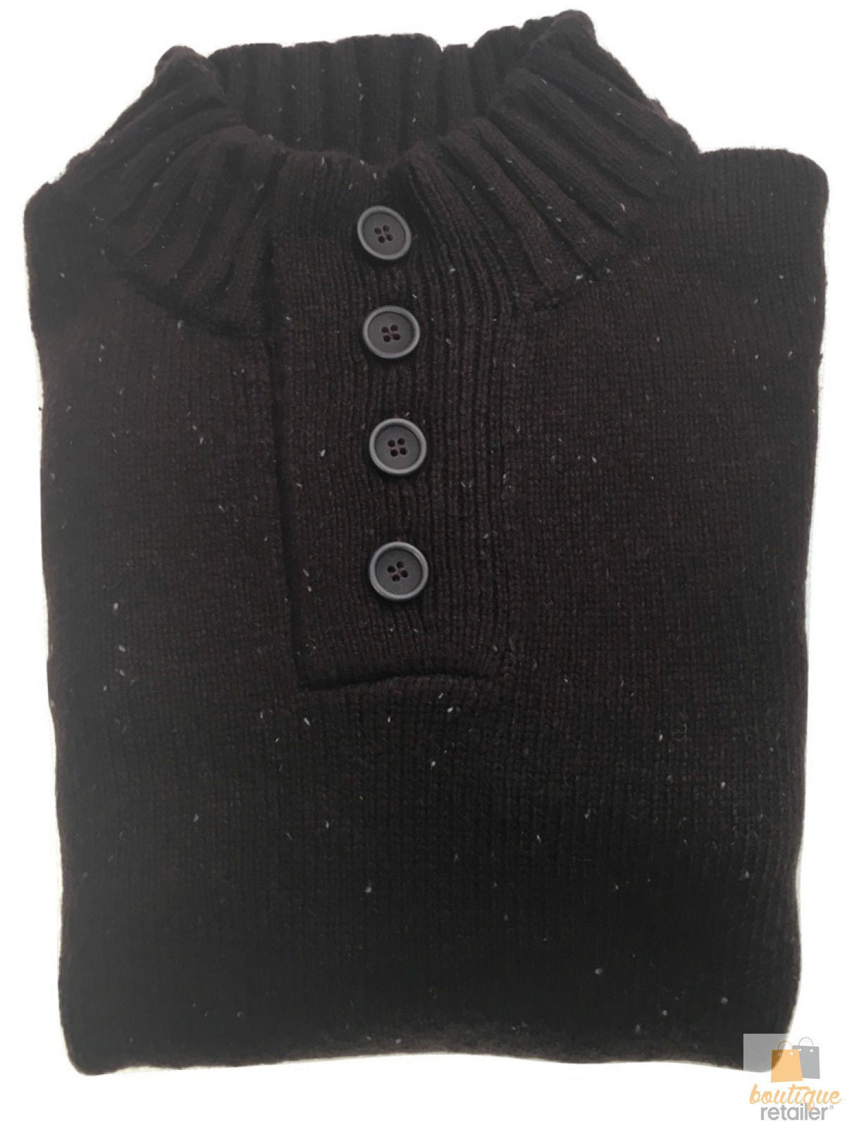 Mens Knit Jumper Pullover Sweater Knitted Casual Stretch Warm Winter  - 4 Button Mulberry 94 (KW16) - S - Image 2
