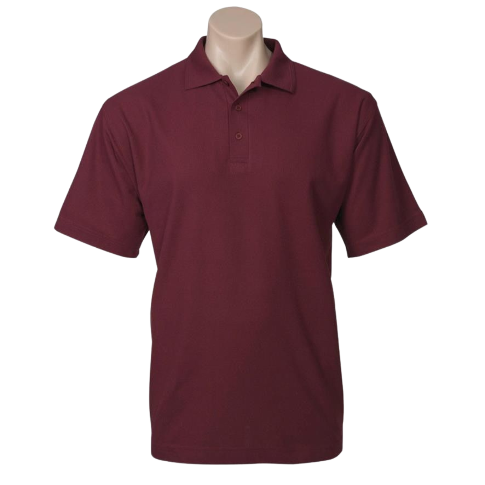 Mens Polo Top Shirt Plain Casual Short Sleeve Pique Knit Basic UPF Rated T-Shirt - Burgundy  - L - Image 2