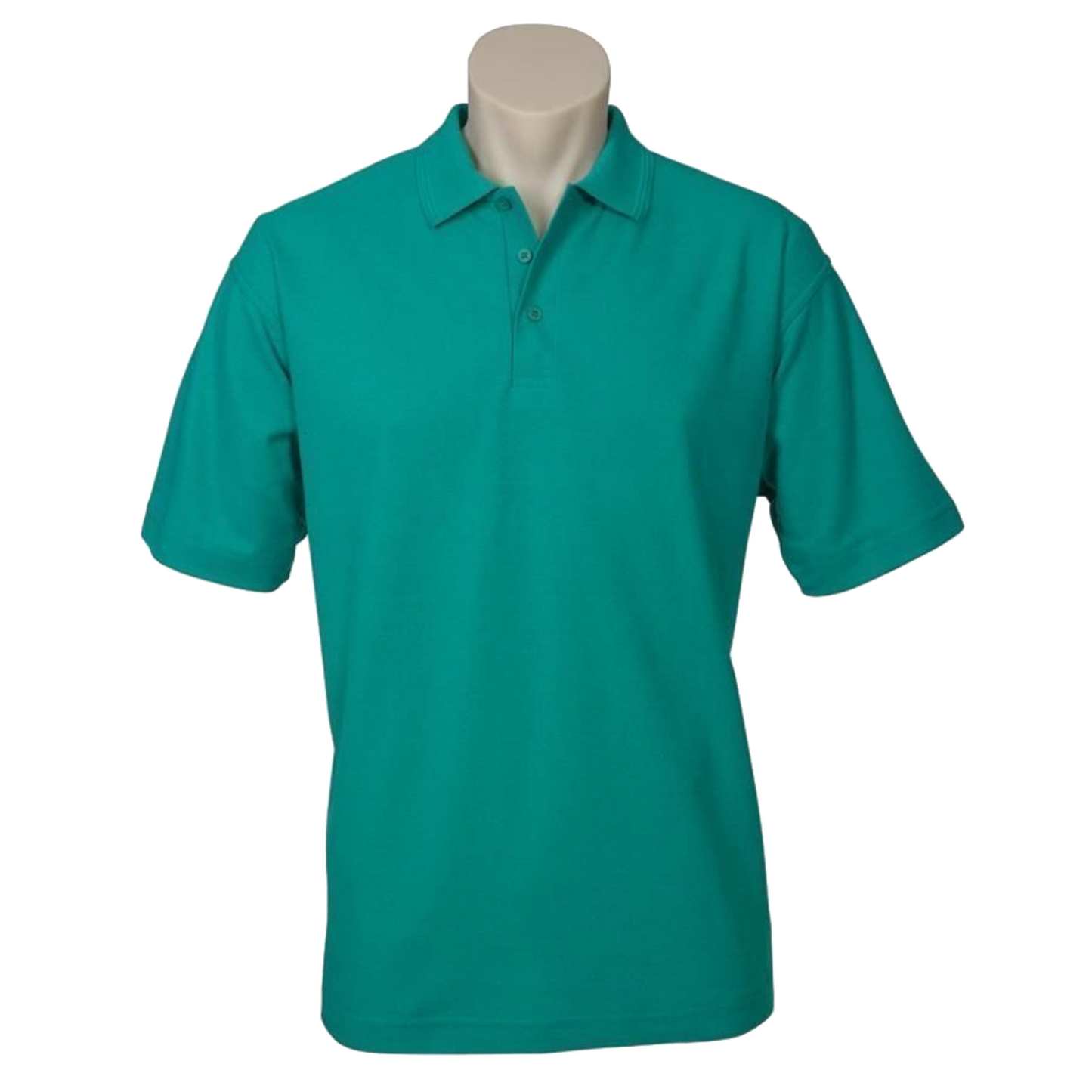 Mens Polo Top Shirt Plain Casual Short Sleeve Knit Basic T-Shirt - Green (Mid Jade) - XL - Image 2