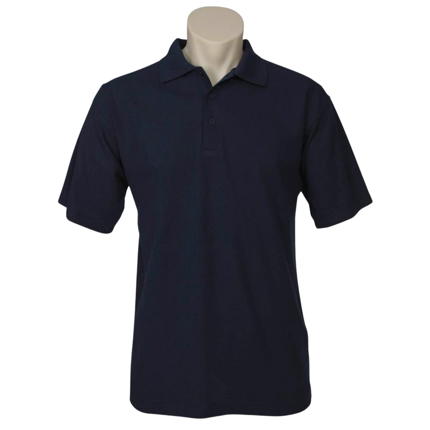 Mens Polo Top Shirt Casual Short Sleeve Pique Knit Basic T-Shirt - Navy Blue - S - Image 2