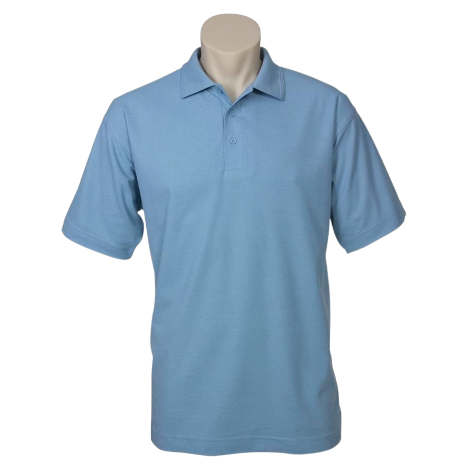 Mens Polo Top Shirt Plain Casual Short Sleeve Knit Basic T-Shirt - Sky Blue - XL - Image 2