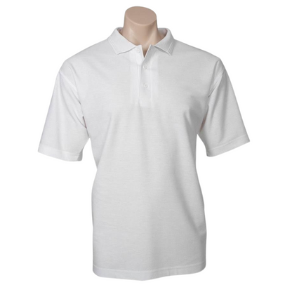 Mens Polo Top Shirt Plain Casual Short Sleeve Pique Knit Basic UPF Rated T-Shirt - White - M - Image 2