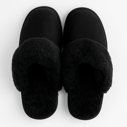 Sheepskin Wool Womens Slippers Scuffs Slip On Winter Ugg Slippers in Black - 6 - Image 4