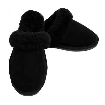 Sheepskin Wool Womens Slippers Scuffs Slip On Winter Ugg Slippers in Black - 9 - Image 2