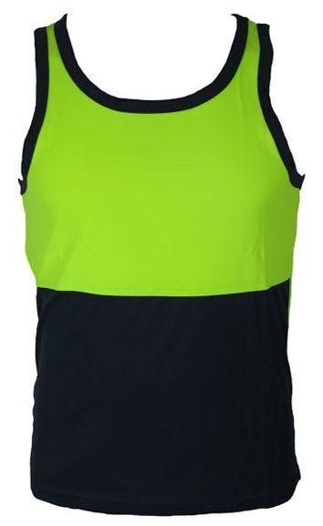 Hi Vis SINGLET Work Wear Safety Tank Top Fluro Micro Mesh UPF50+ High Visibility - Lime - Small - Image 2