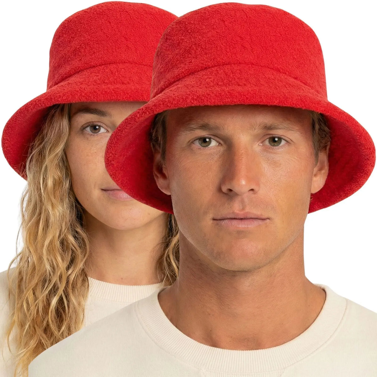 100% Cotton Terry Towelling Bucket Hat Daggy Fishing Camping Lad Cap in Red - Image 2