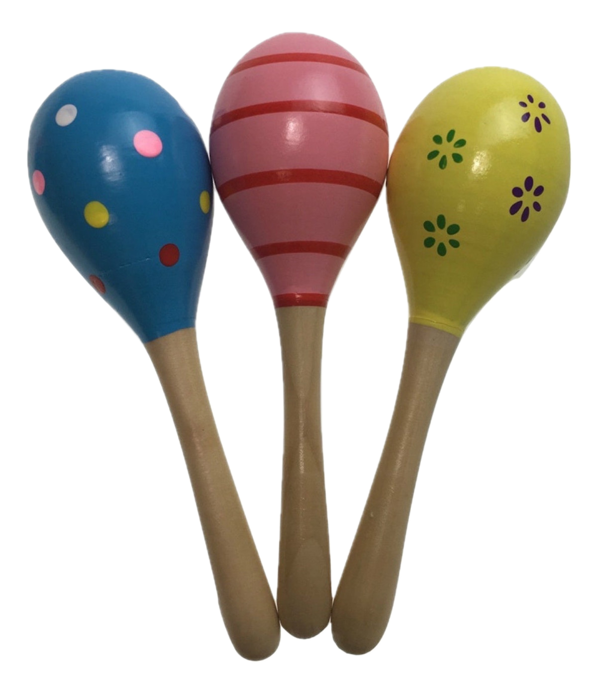 3x WOODEN MARACAS Musical Egg Percussion Toy Shakers Rattles Rumba Party - Image 2