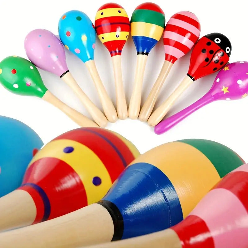 3x WOODEN MARACAS Musical Egg Percussion Toy Shakers Rattles Rumba Party - Image 4