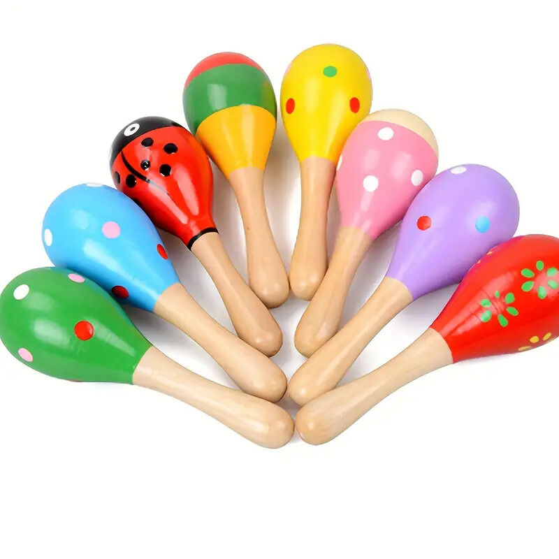 3x WOODEN MARACAS Musical Egg Percussion Toy Shakers Rattles Rumba Party - Image 5