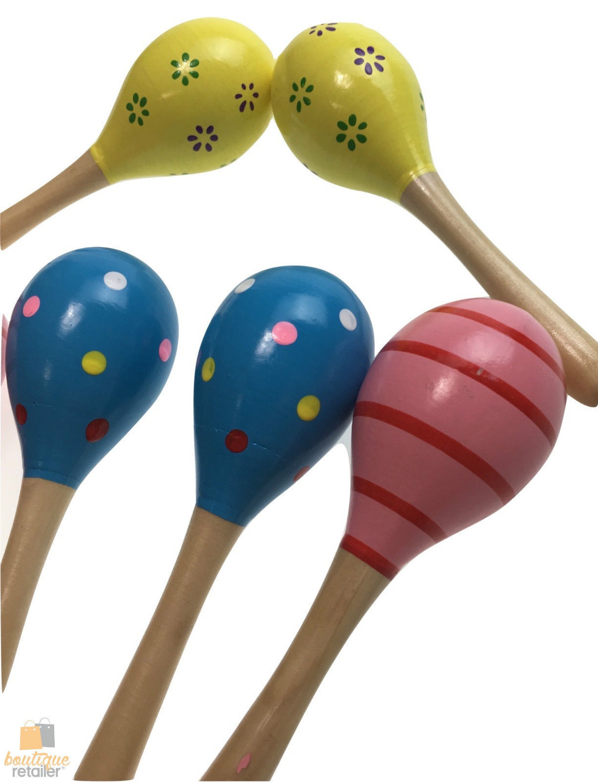 6x WOODEN MARACAS Musical Egg Percussion Toy Shakers Rattles Rumba Party BULK - Image 5