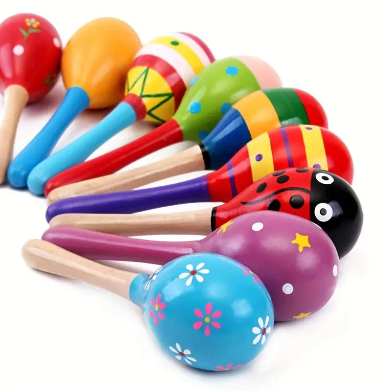 6x WOODEN MARACAS Musical Egg Percussion Toy Shakers Rattles Rumba Party BULK - Image 6