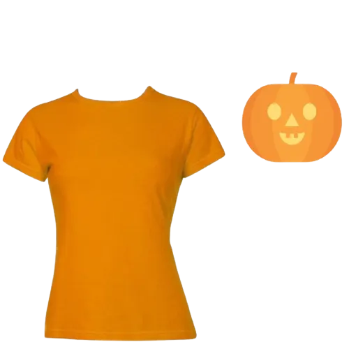 Womens HALLOWEEN T Shirt 100% COTTON Blank Tee Costume Ladies Party - Pumpkin Colour