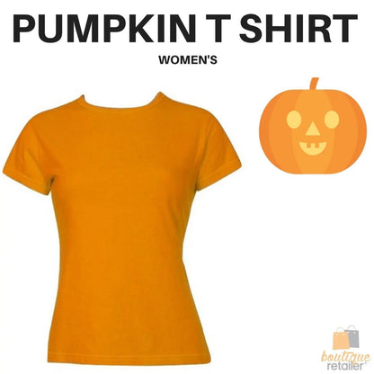 Womens HALLOWEEN T Shirt 100% COTTON Blank Tee Costume Ladies Party - Pumpkin Colour - Image 2