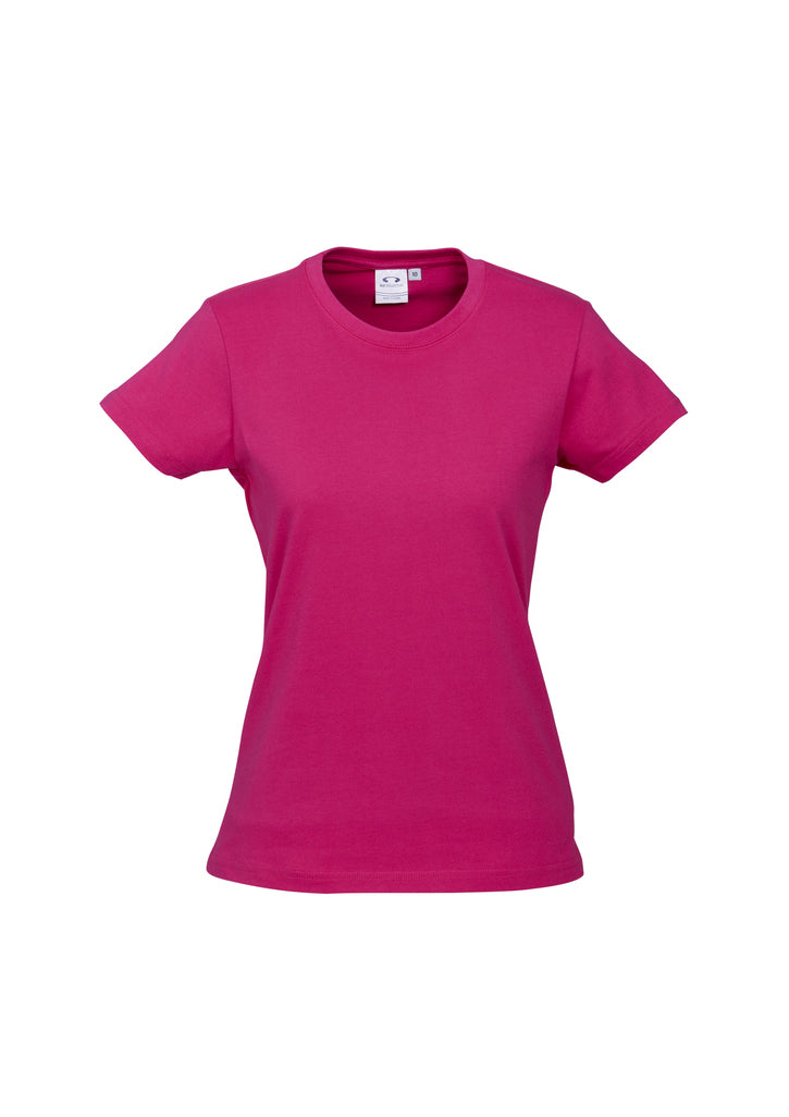 Womens Plain Ladies T SHIRT 100% COTTON Basic Tee Casual Top Size 6-24 T-Shirt - Magenta Pink - 6 - Image 2