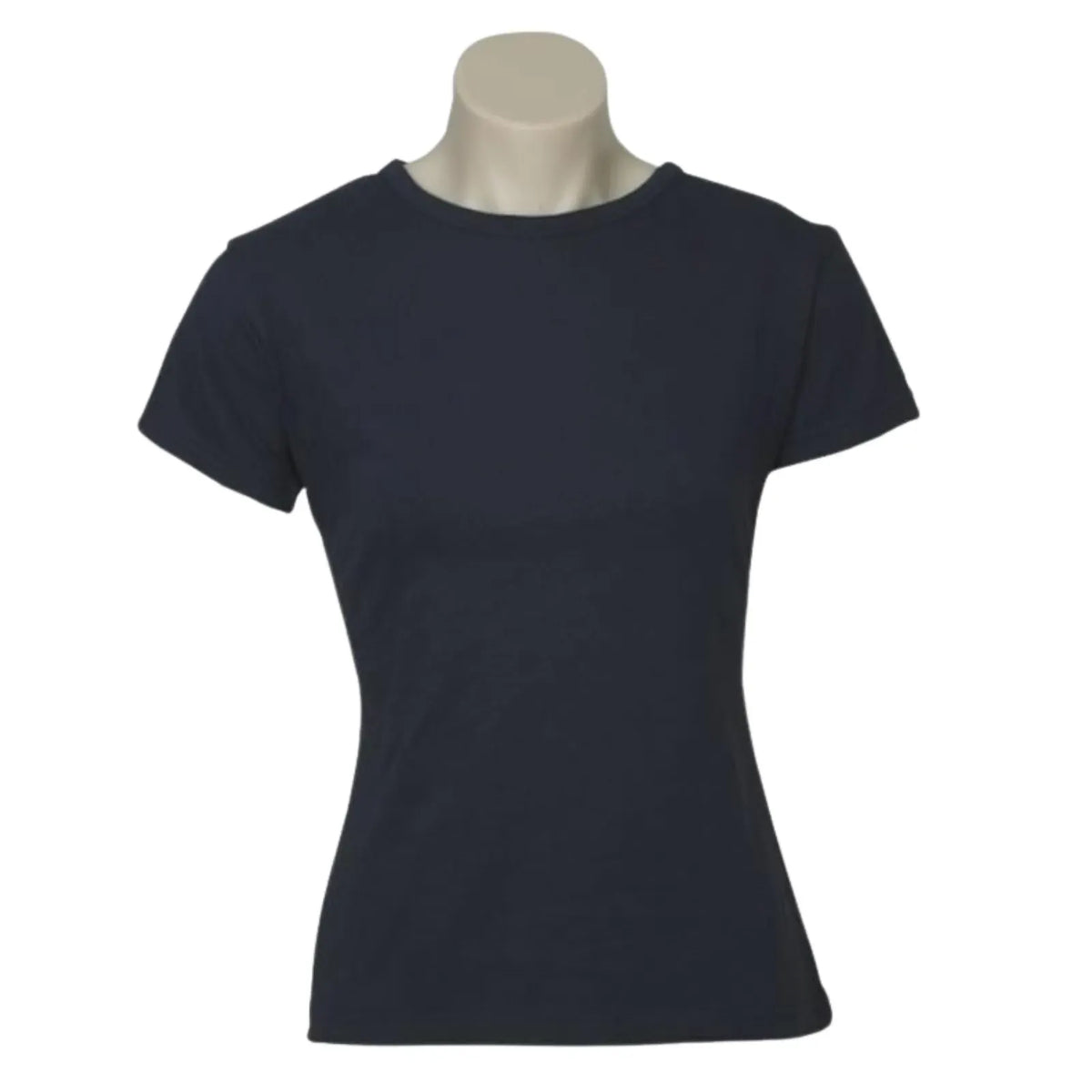 Womens 100% Cotton T-Shirt Plain Basic Tee Casual Top in Navy Blue - Image 2