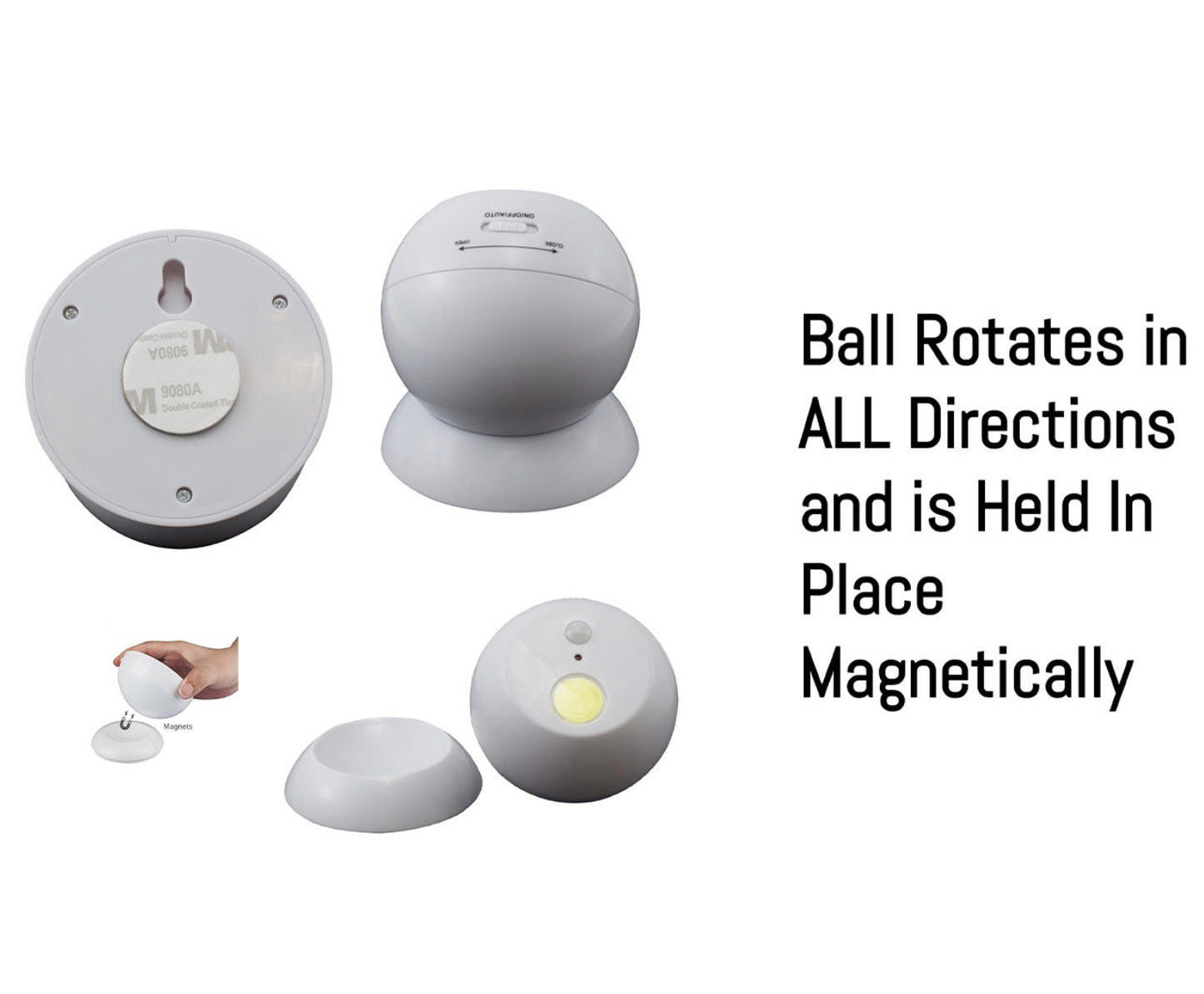 Brillar Motion Activated Swivel Ball Light - White - Image 3