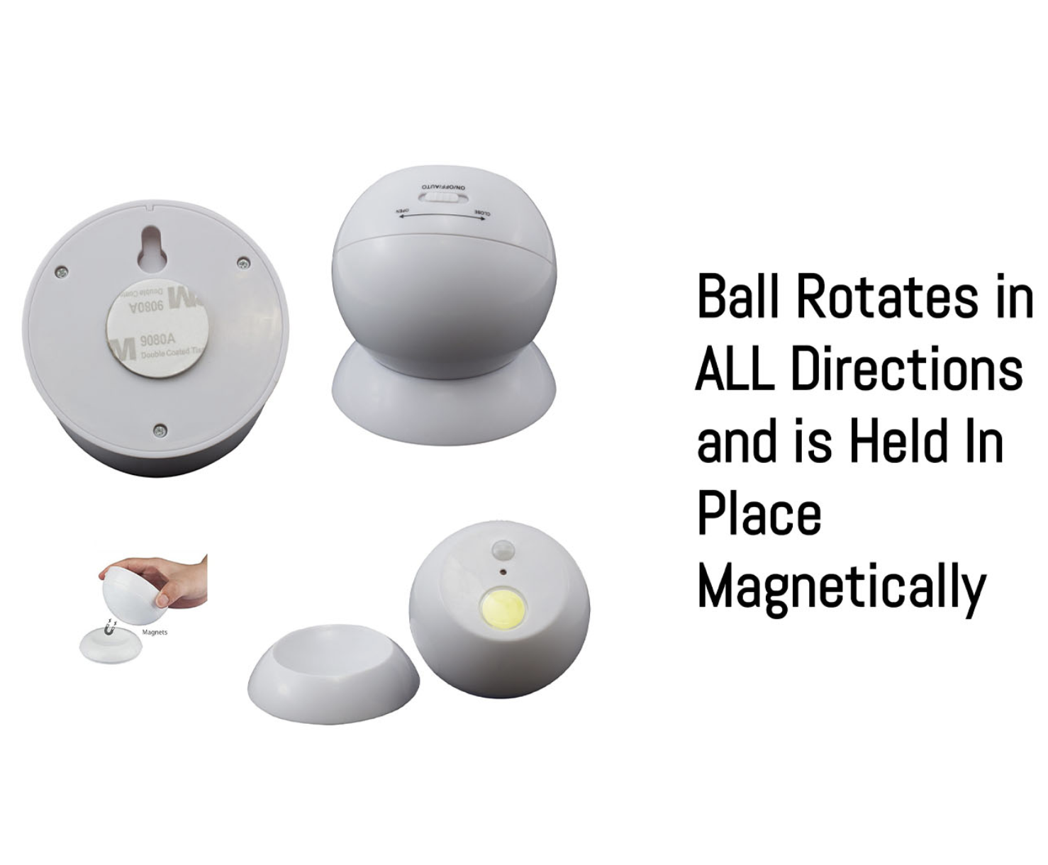 Brillar Motion Activated Swivel Ball Light - White - Image 3