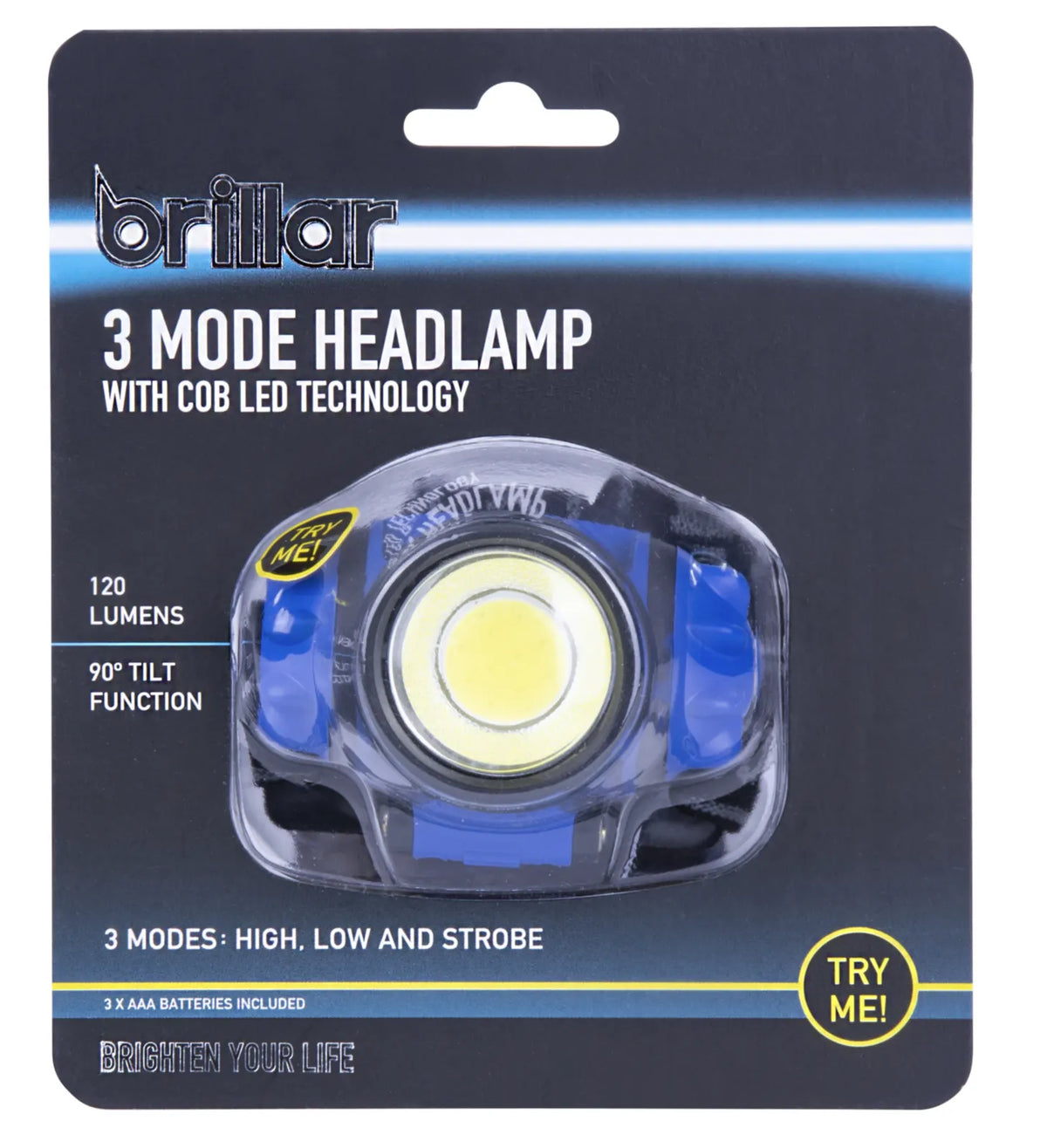 3 Mode Headlamp w COB LED Head Torch Adjustable Headband Wide Beam Light Camping Running - Image 4