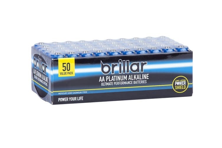 Brillar AA Platinum Alkaline Ultimate Performance Batteries - 50 PCS - Image 3