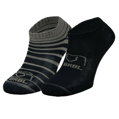2pk BRBL Baloo Ankle Socks Low Cut MADE IN ITALY  - Dark Grey/Mid Grey - L
