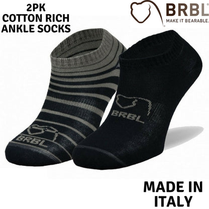 2pk BRBL Baloo Ankle Socks Low Cut MADE IN ITALY  - Dark Grey/Mid Grey - L - Image 2