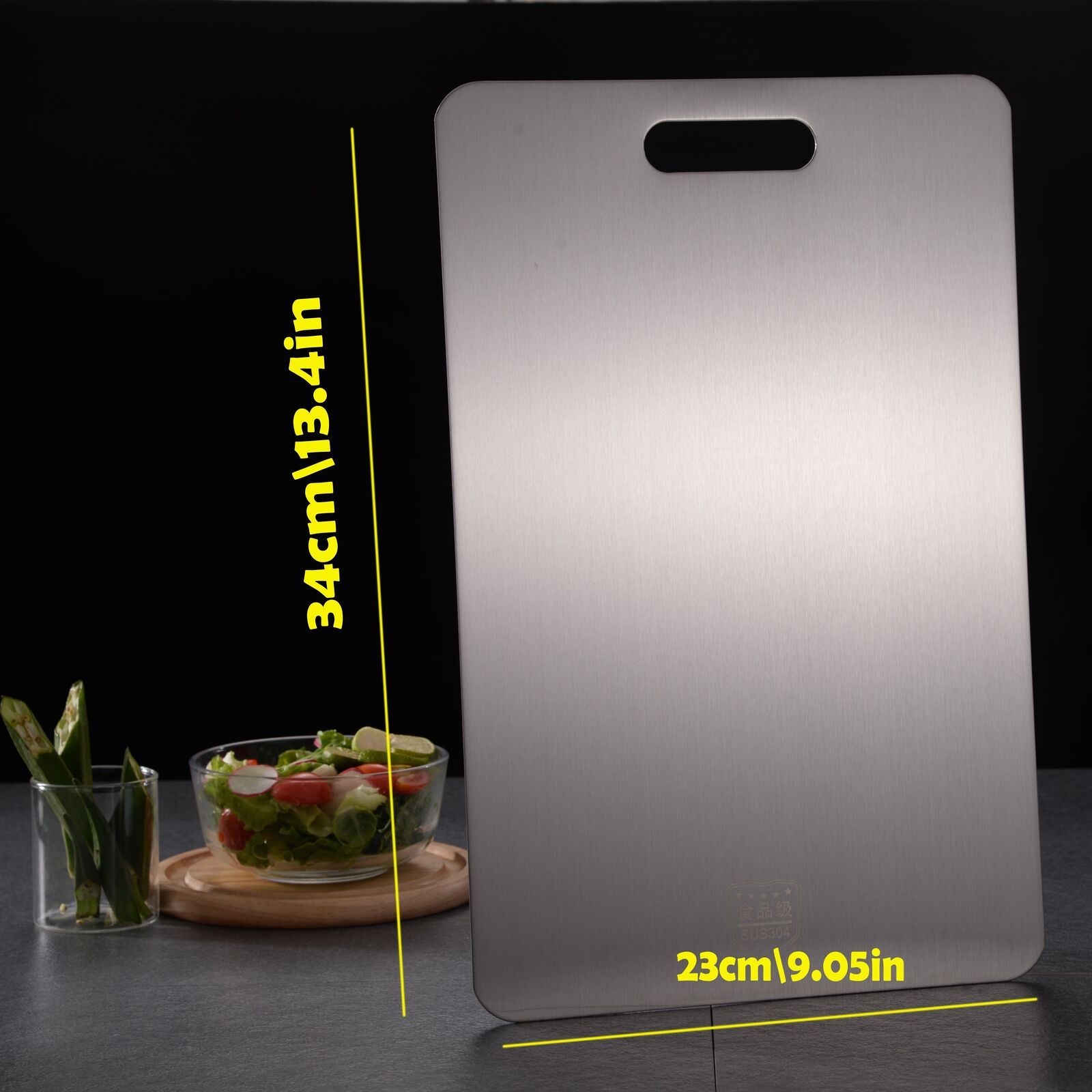 Stainless Titanium Steel Anti-Bacterial Mildew-Proof Cutting Chopping Board 23 x 34cm - Image 9