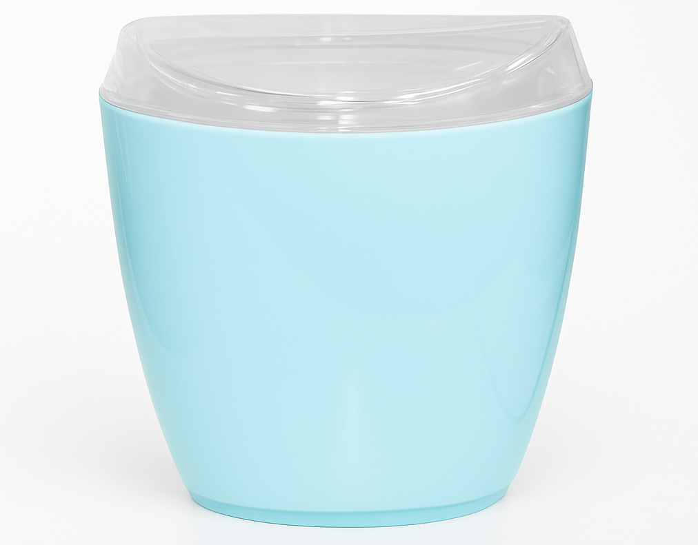 Oval Swing Top Waste Rubbish Bin Acrylic Lightweight Compact Bathroom Office in Blue - Image 2