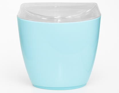Oval Swing Top Waste Rubbish Bin Acrylic Lightweight Compact Bathroom Office in Blue - Image 2