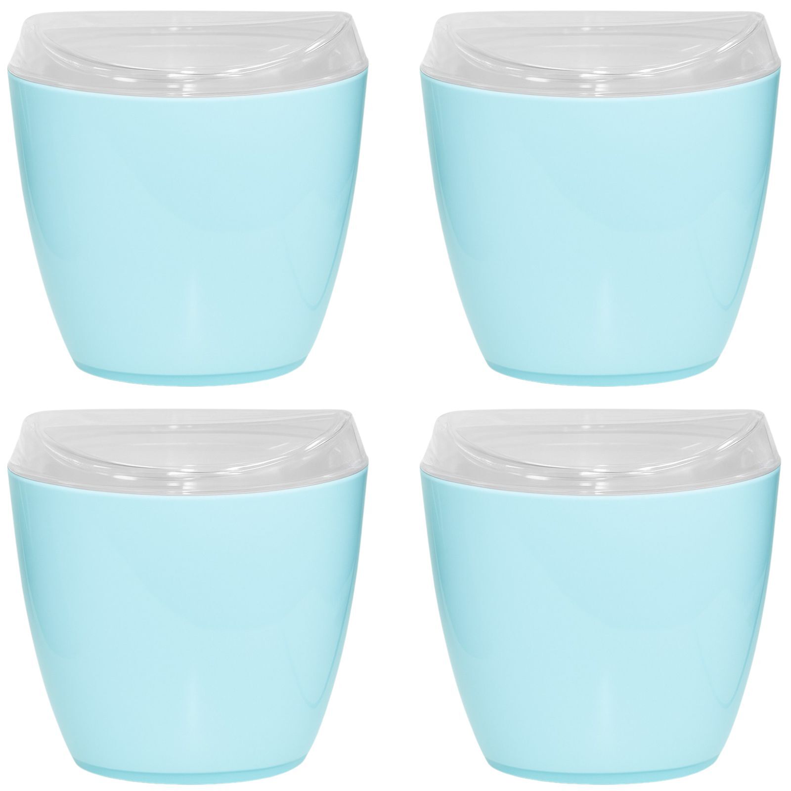 4x Oval Swing Top Waste Rubbish Bin Acrylic Lightweight Compact Bathroom Office in Blue - Image 2