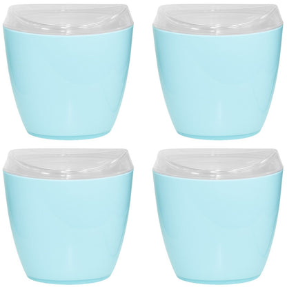 4x Oval Swing Top Waste Rubbish Bin Acrylic Lightweight Compact Bathroom Office in Blue - Image 2