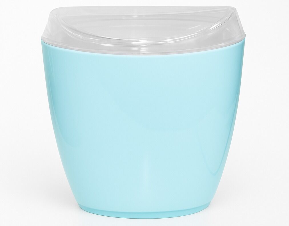 4x Oval Swing Top Waste Rubbish Bin Acrylic Lightweight Compact Bathroom Office in Blue - Image 4